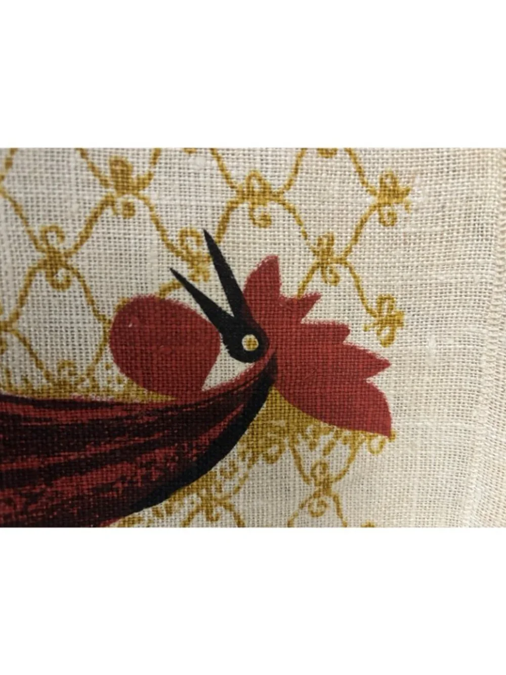 1968 Vintage MCM Linen Calendar Tea Towel Wall Hanging ROOSTER Chicken
